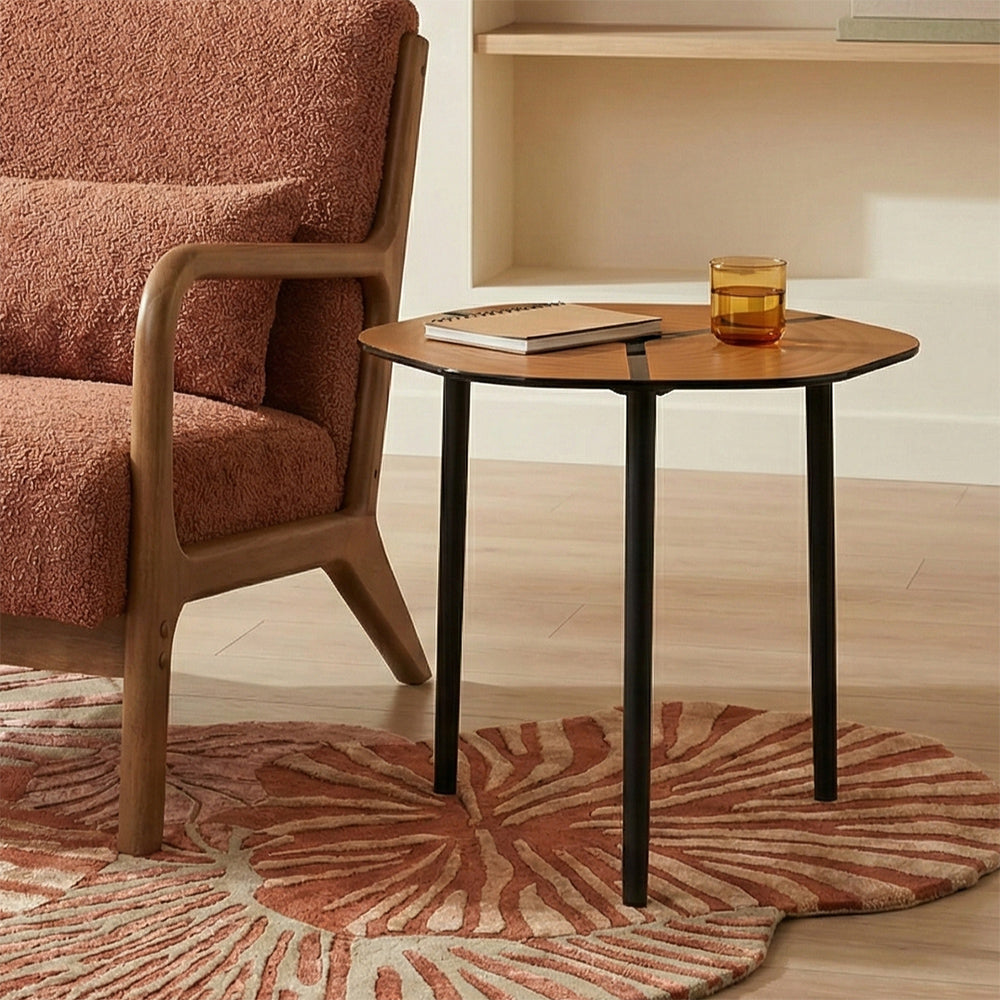 Berlin Glass Hexagon Coffee Table with Metal Base - Small