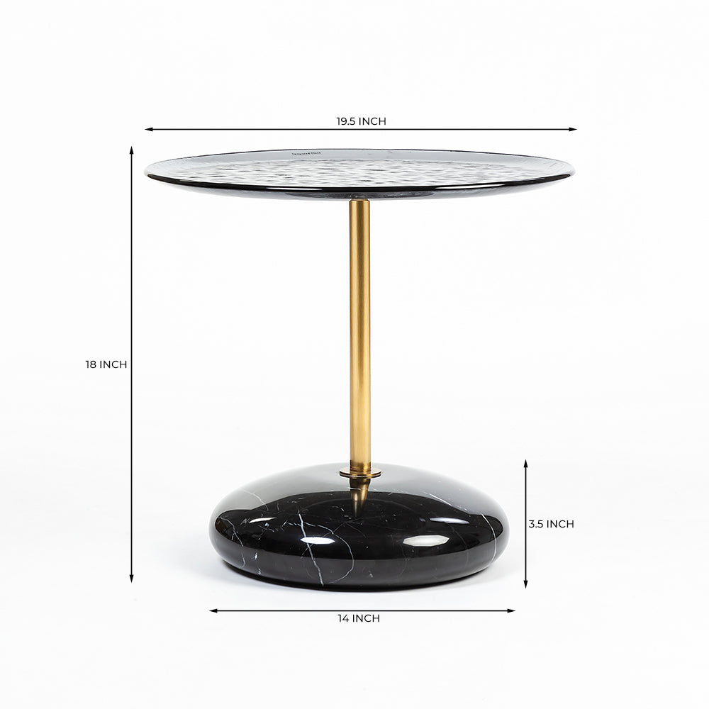 Glass Cure Accent Table with Marble Base
