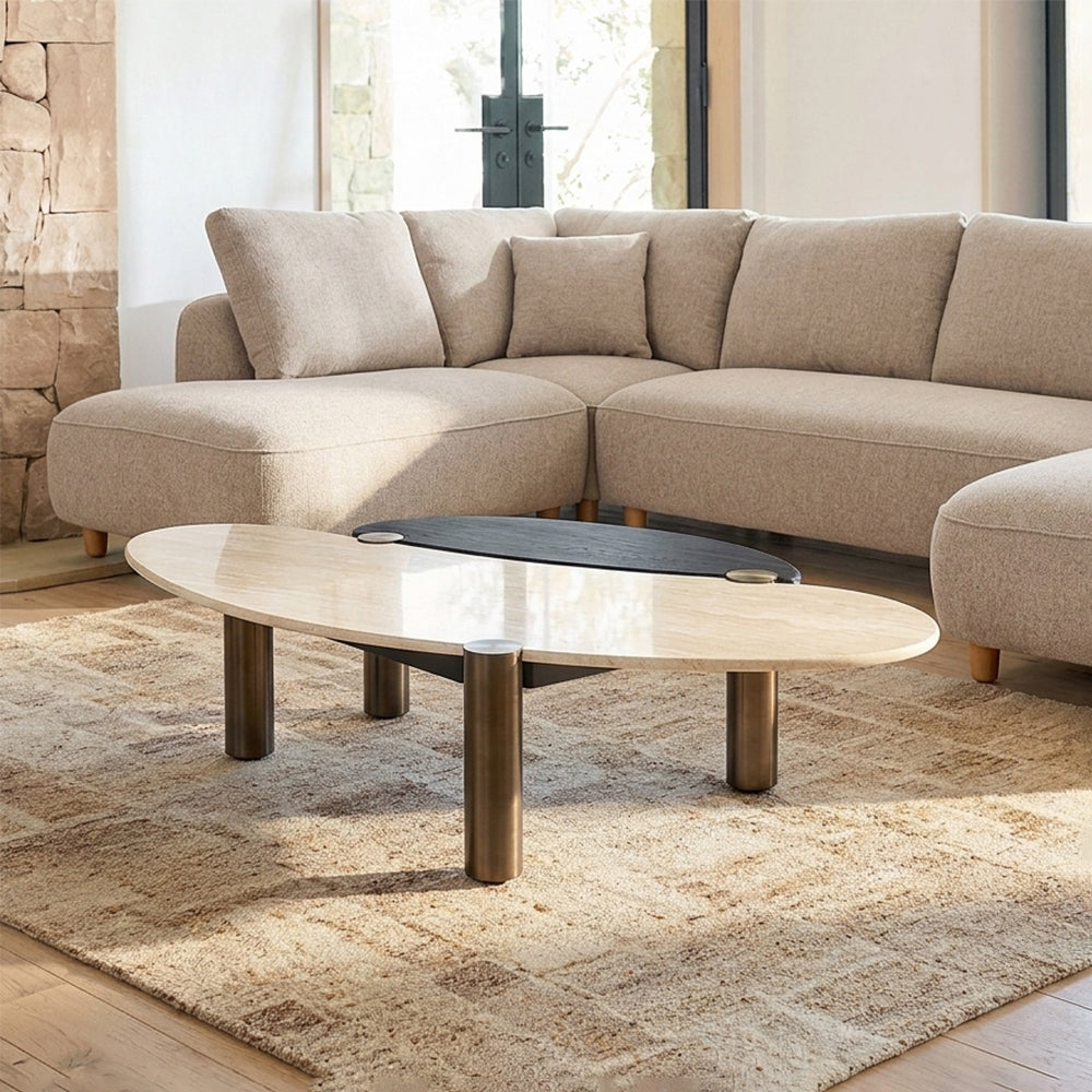 Marble Chap Coffee Table with Stainless Steel