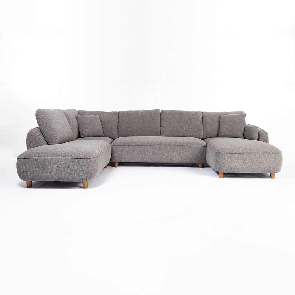 Chenille Cantil 6-Seater Sofa - Ash