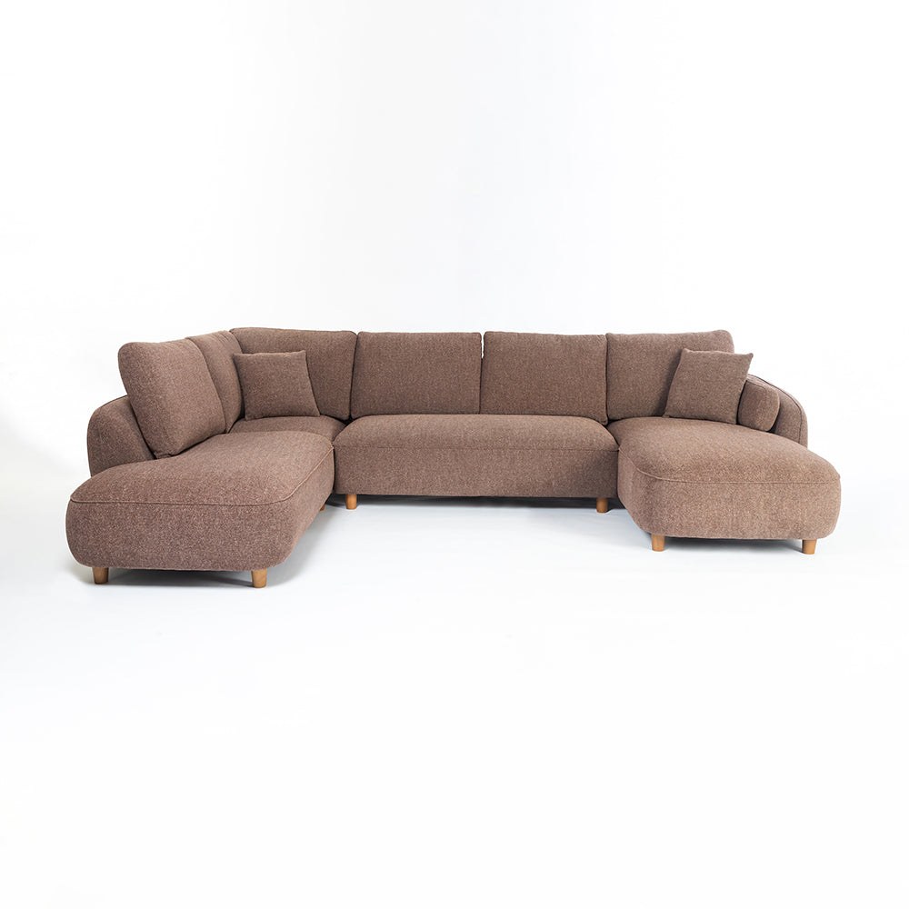 Chenille Cantil 6-Seater Sofa - Berry
