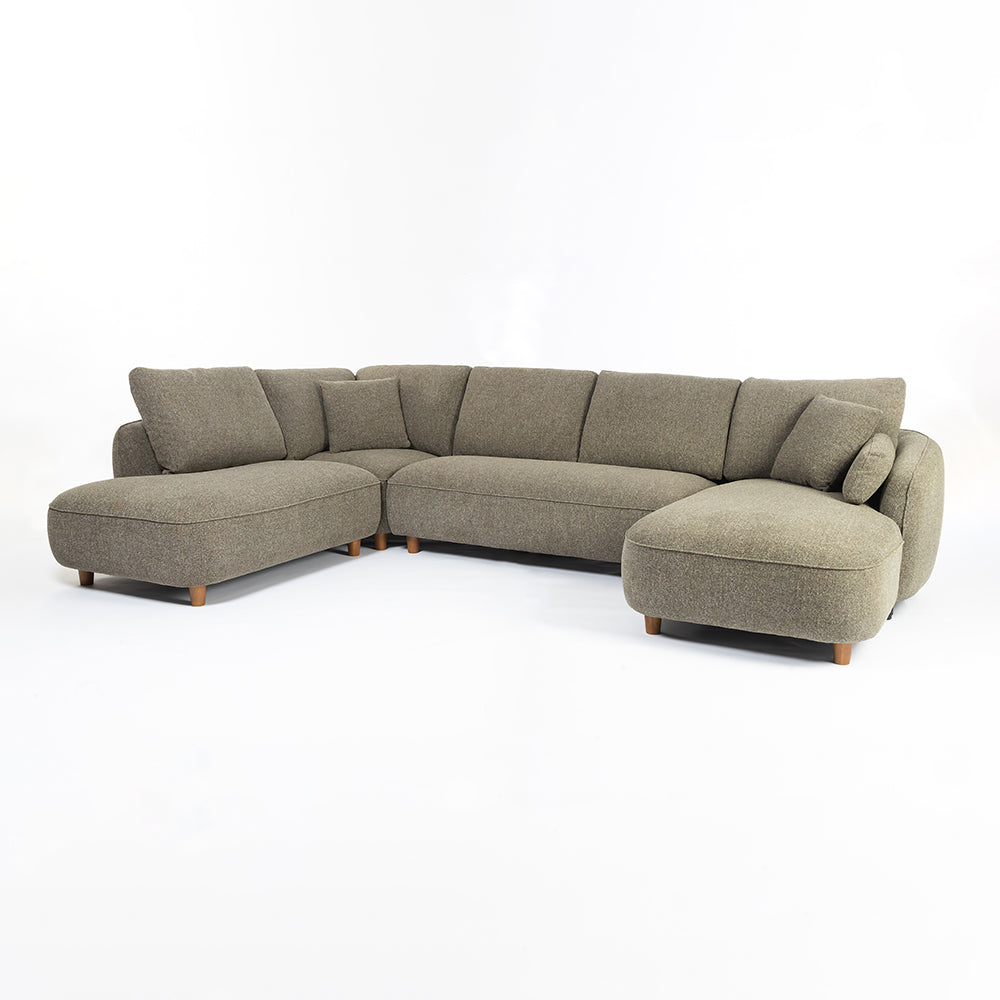 Chenille Cantil 6-Seater Sofa -  Forest