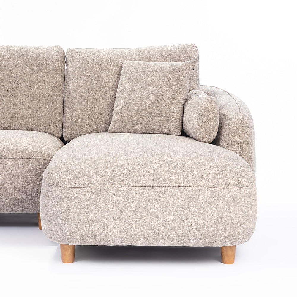 Chenille Cantil 6-Seater Sofa - Stone