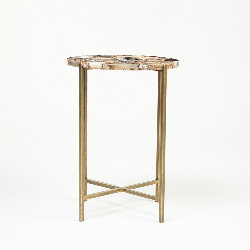 Lothik Marble Accent Table with Iron