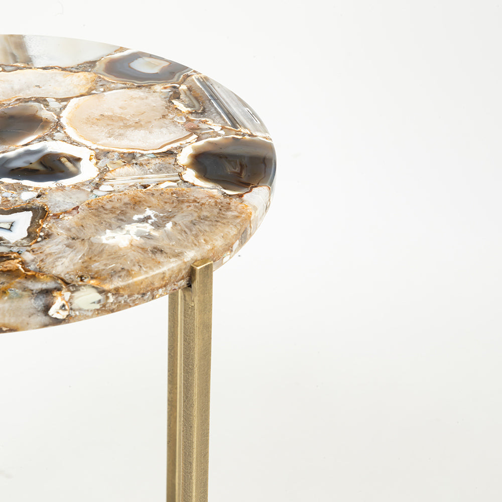 Lothik Marble Accent Table with Iron