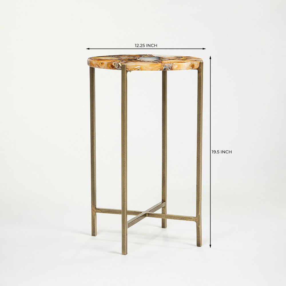Munir Marble Accent Table with Iron