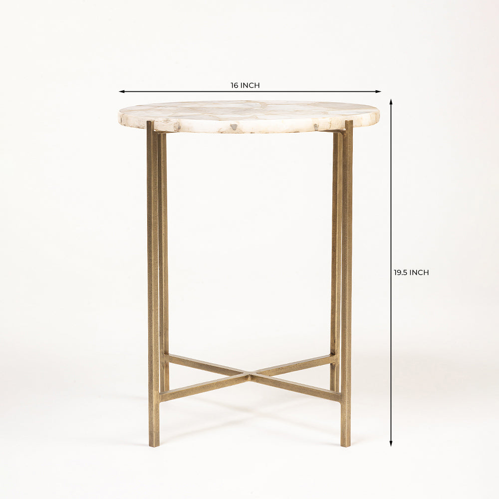 Jenedo Marble Accent Table with Iron