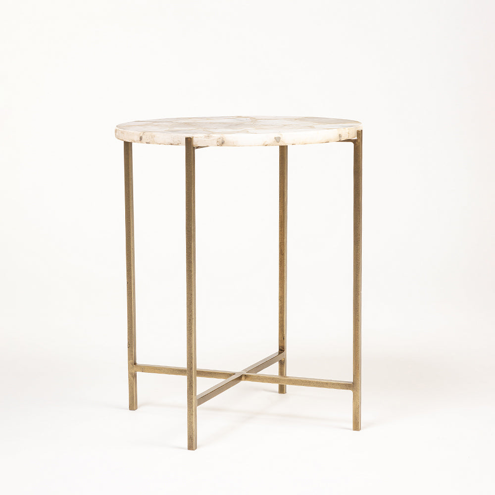 Jenedo Marble Accent Table with Iron