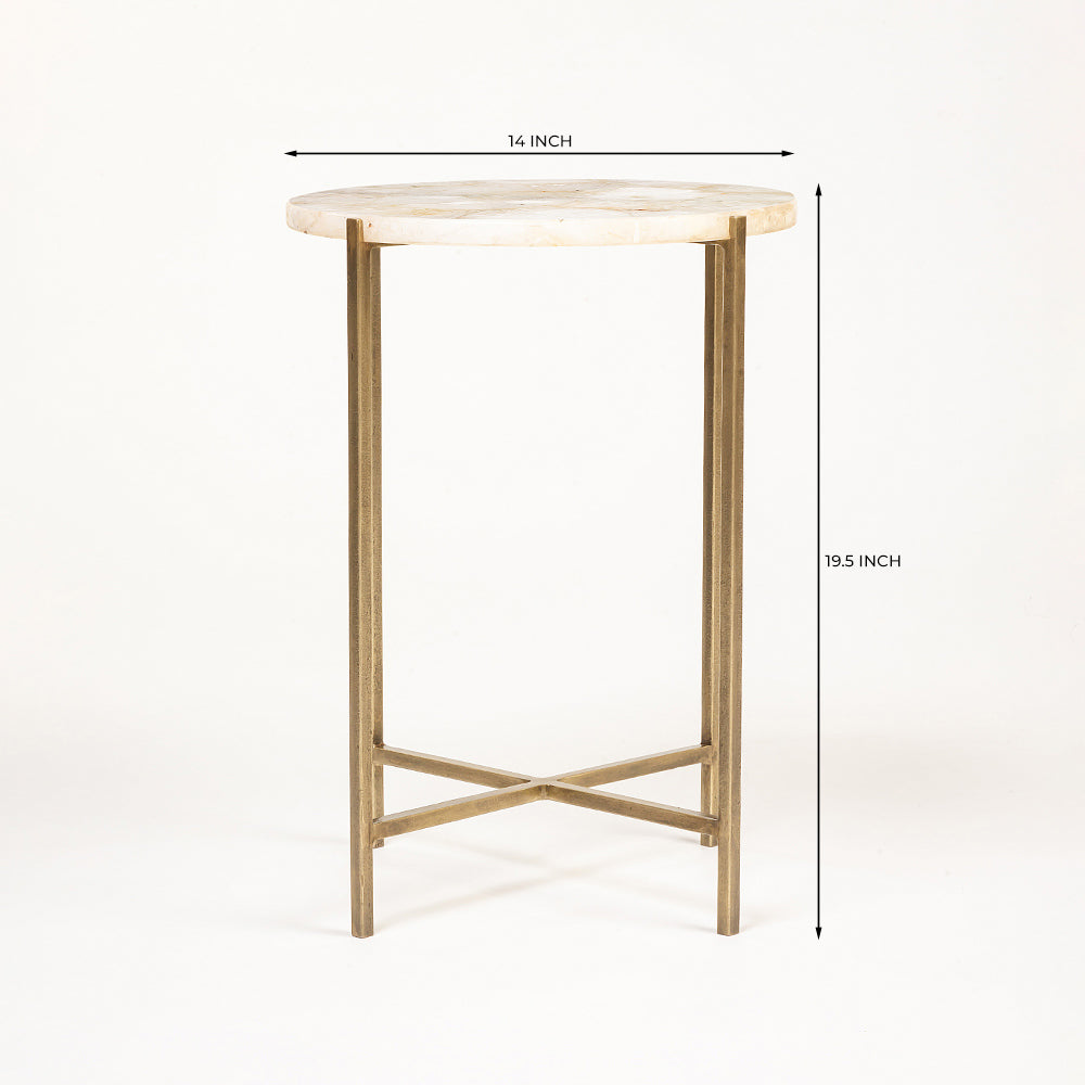 Aodosu Marble Accent Table with Iron