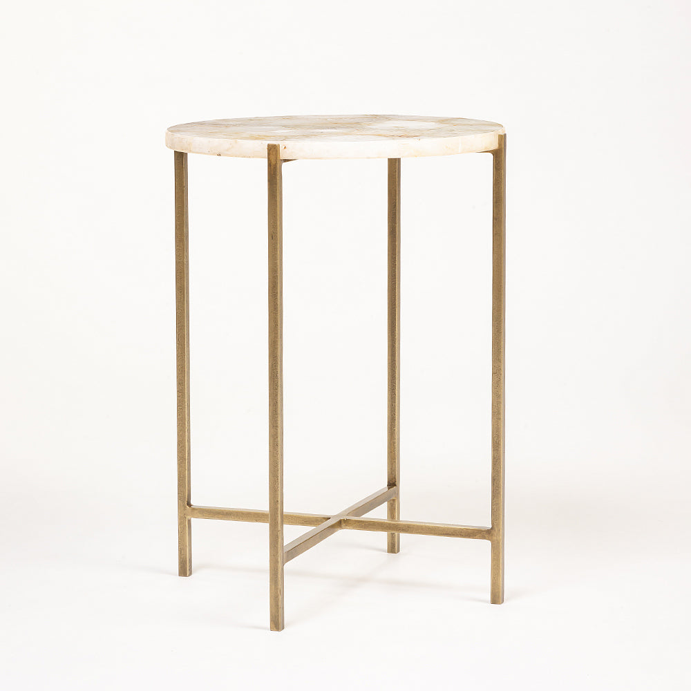 Aodosu Marble Accent Table with Iron
