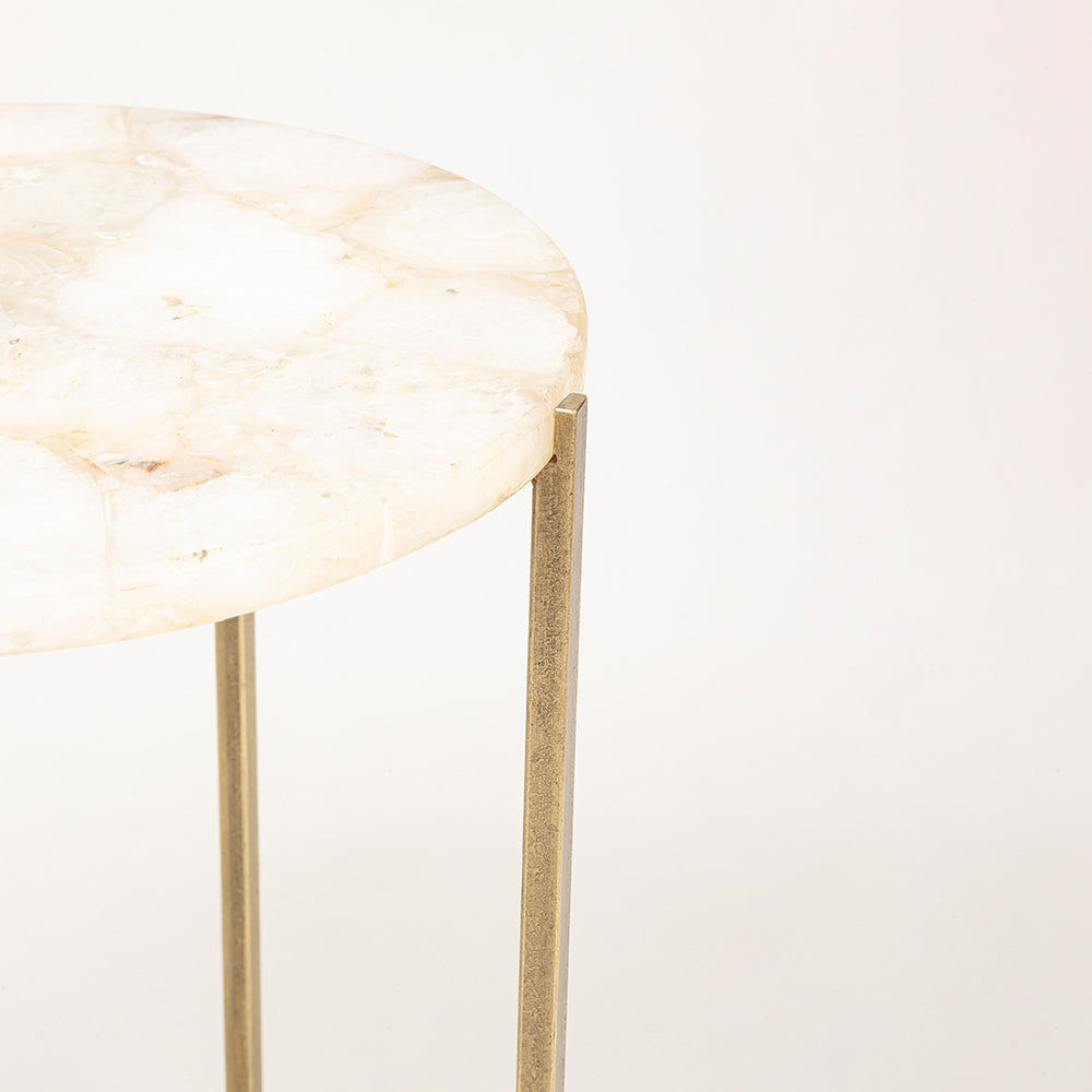 Aodosu Marble Accent Table with Iron