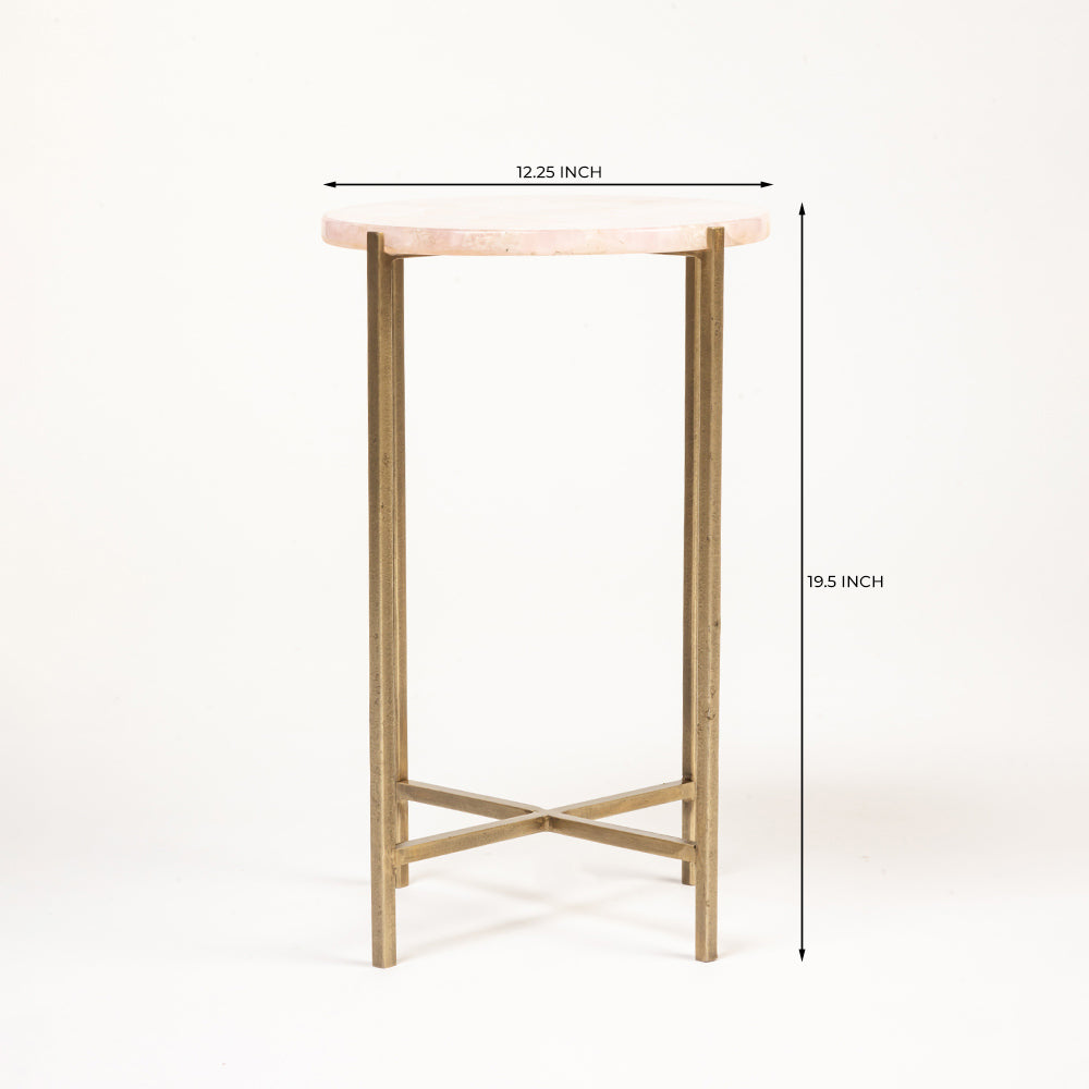 Savera Marble Accent Table with Iron