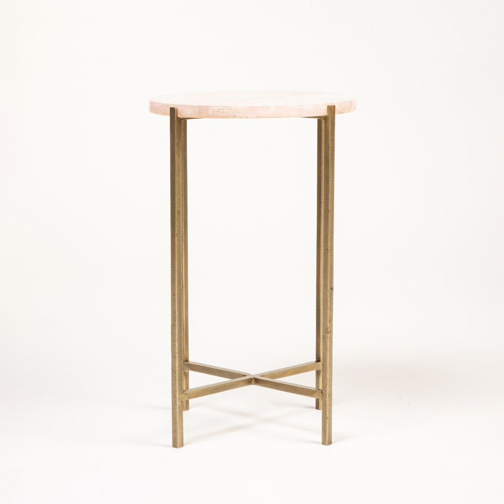 Savera Marble Accent Table with Iron
