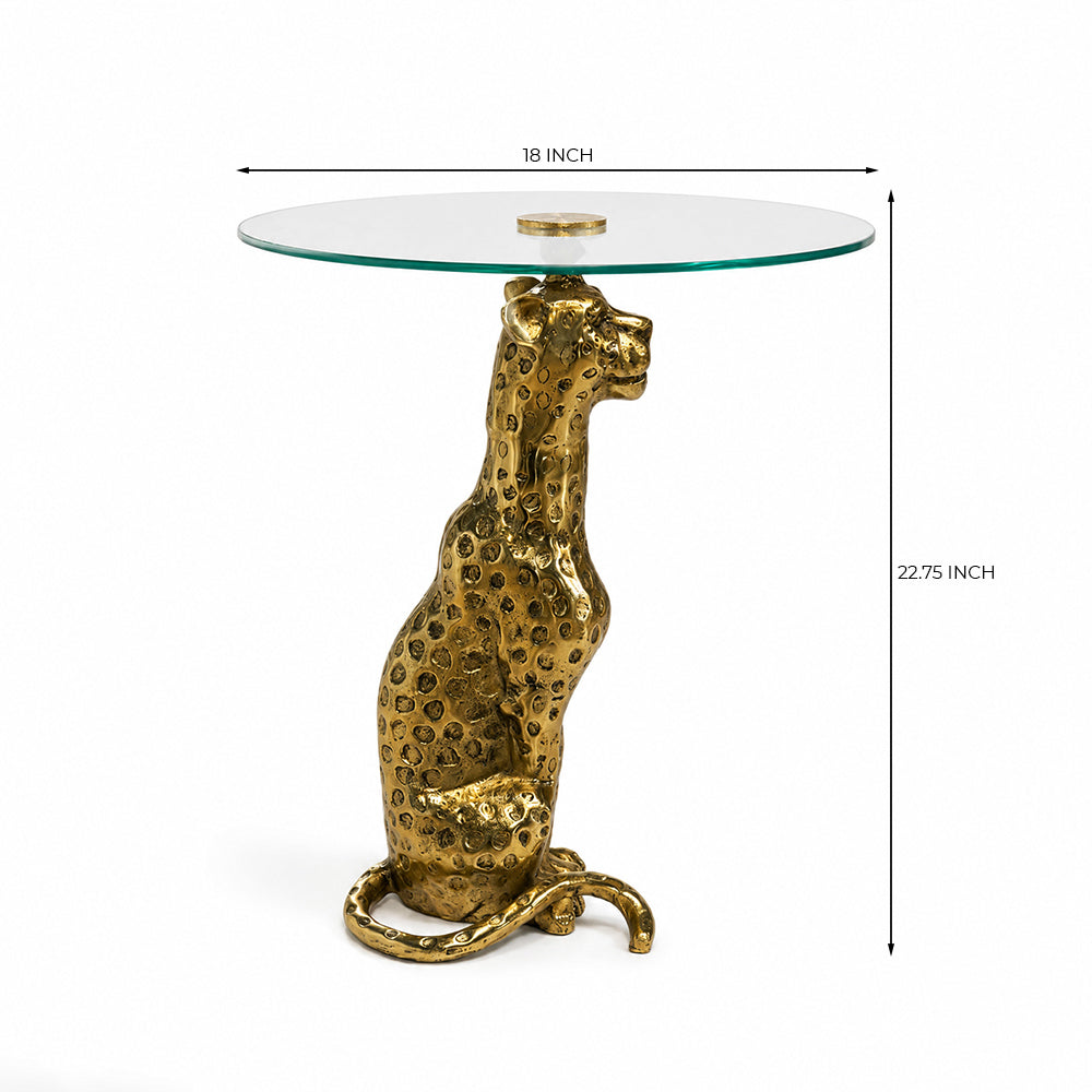 Birdy Panther Side Table with Glass