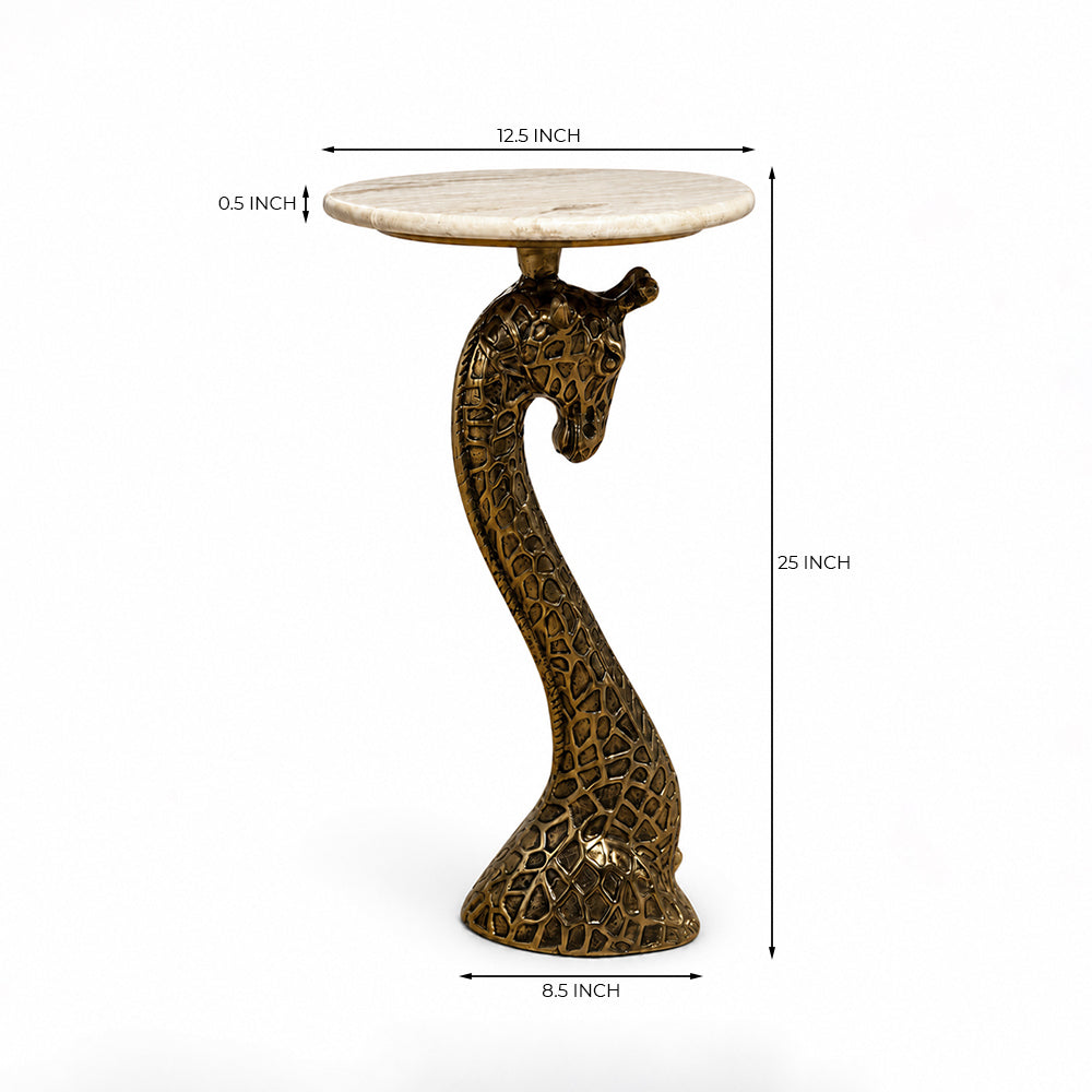 Jvke Giraffe Marble Side Table with Metal