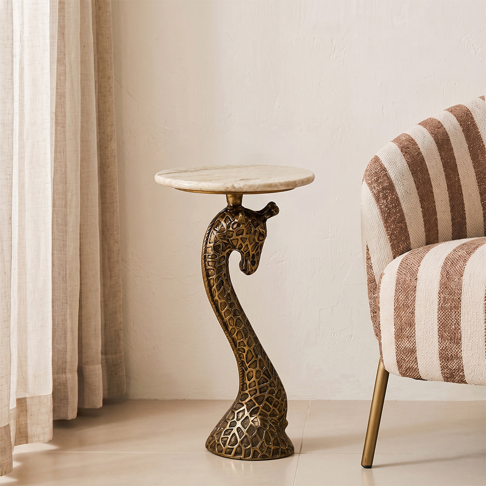 Jvke Giraffe Marble Side Table with Metal