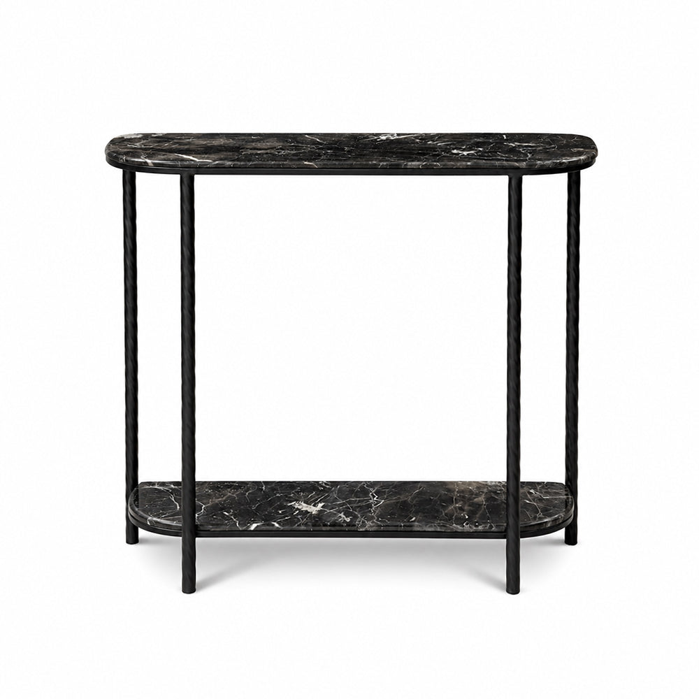 Mitski 2-Tier Marble Console Table with Metal