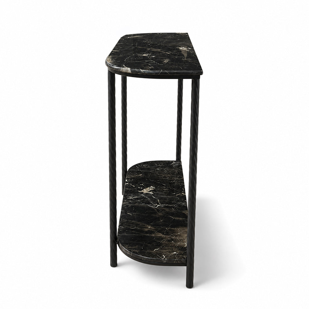 Mitski 2-Tier Marble Console Table with Metal