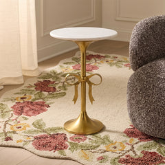 Pixie Bow Marble Side Table with Metal