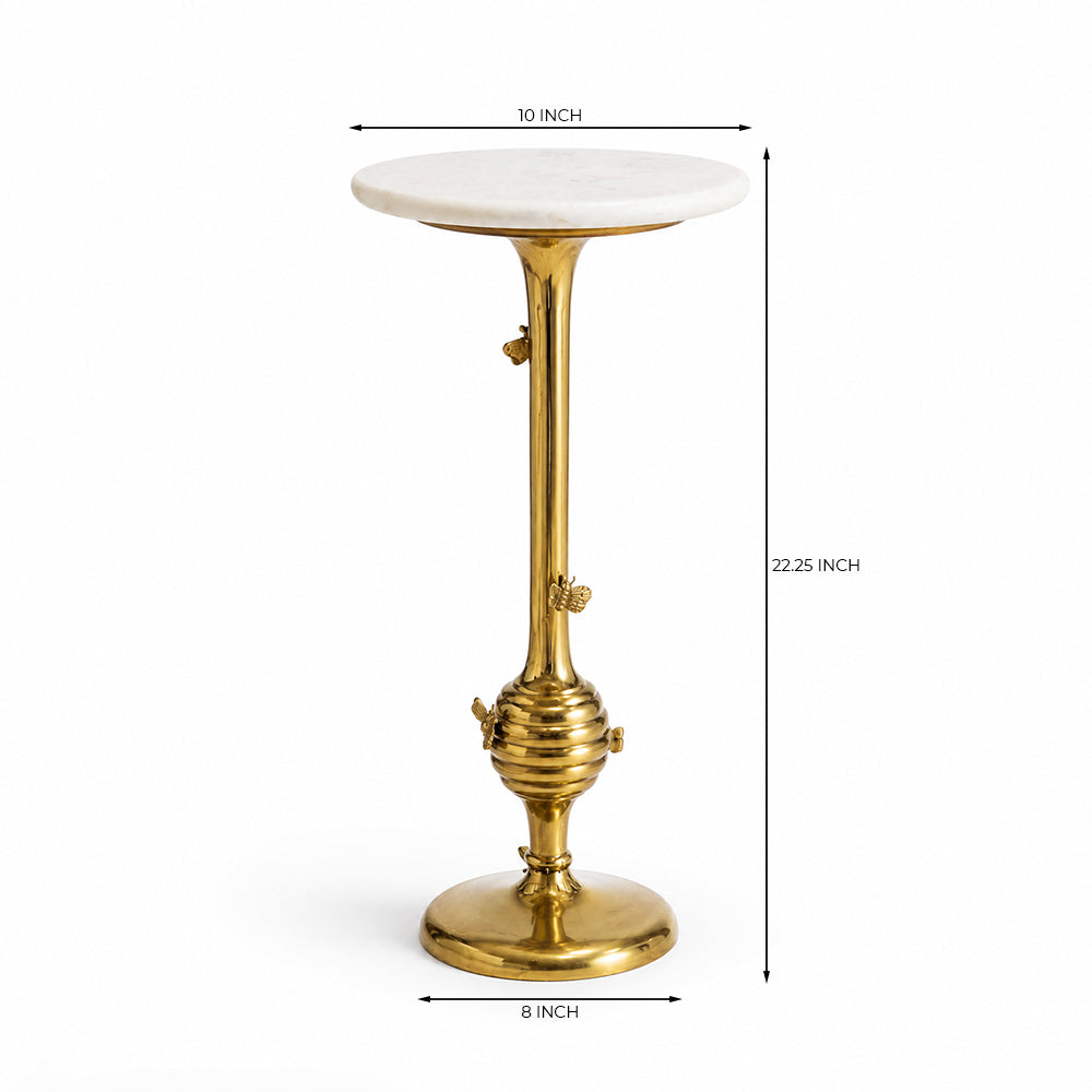 Odie Honey Bee Marble Side Table with Metal