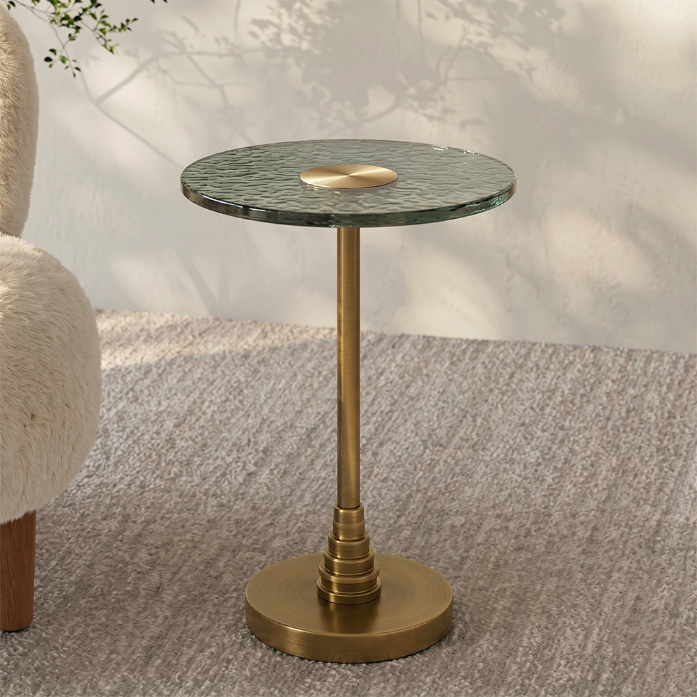 Zara Aluminum Side Table with Glass
