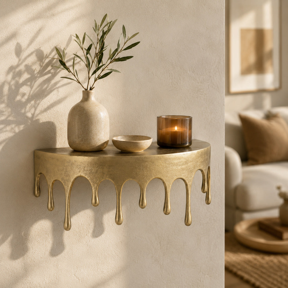 Cuco Antique Brass Aluminium Wall Shelf