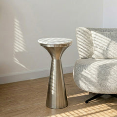 Rosé Metal Side Table with Marble