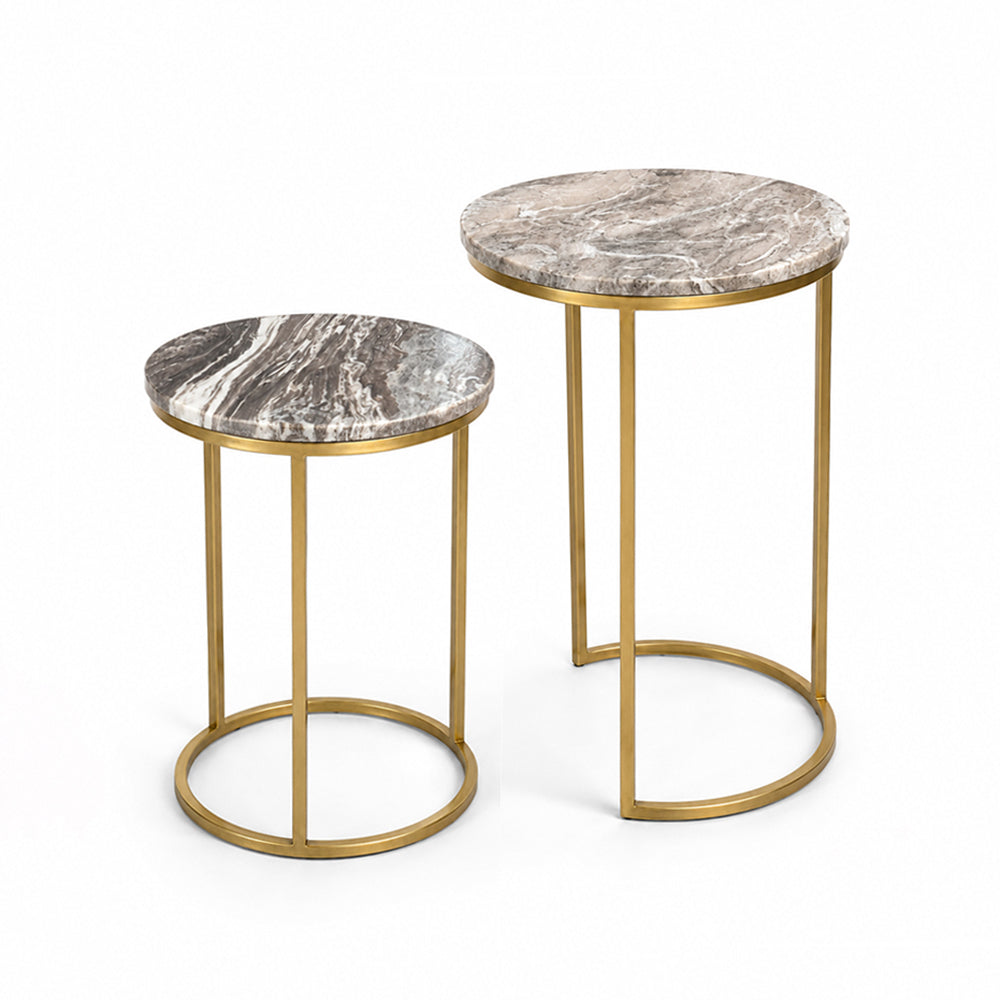 Kali Metal Side Table with Marble Set of 2