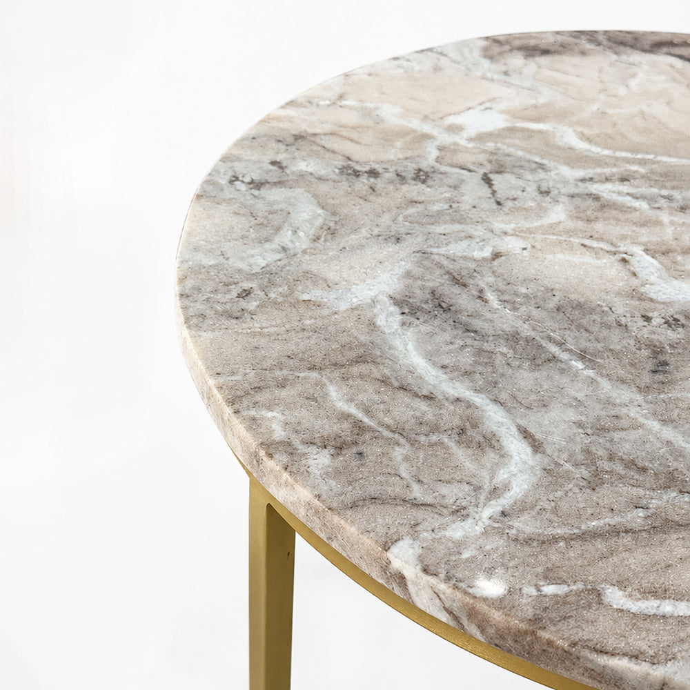 Kali Metal Side Table with Marble Set of 2