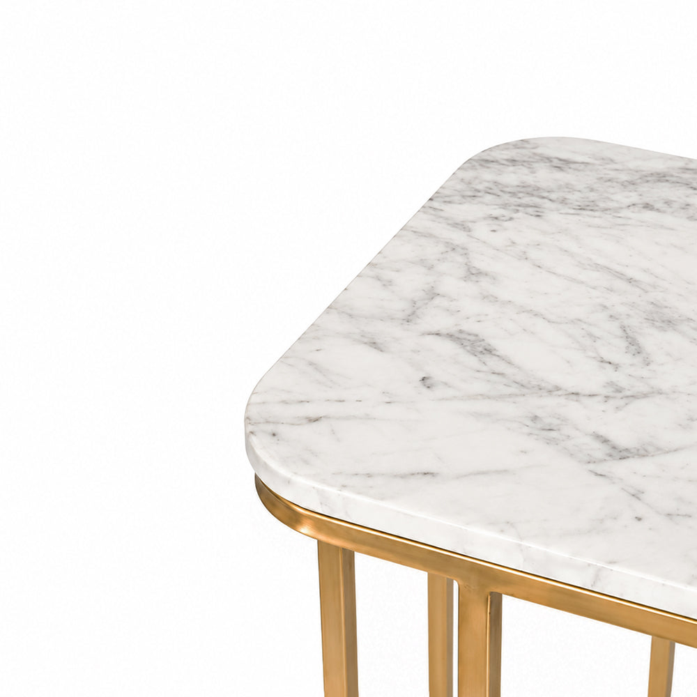 Lyra Metal Side Table with Marble
