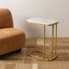 Lyra Metal Side Table with Marble