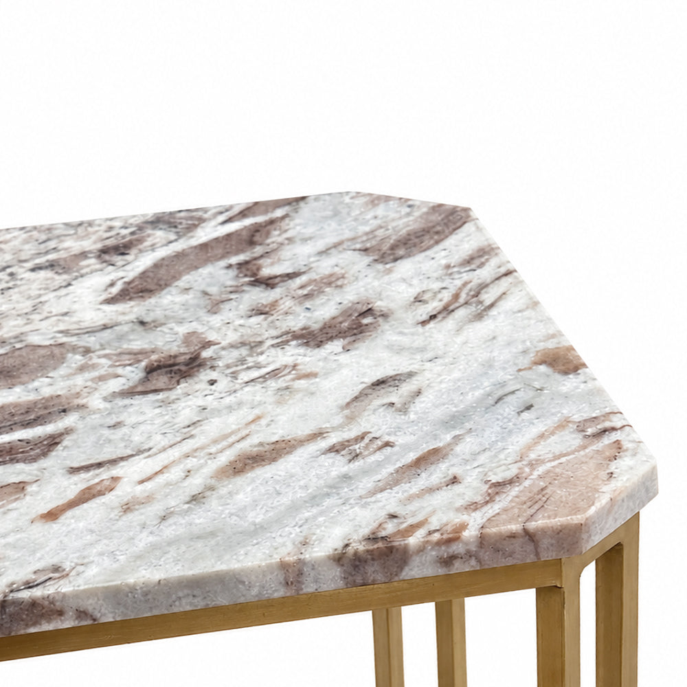 Xavi Marble Side Table with Metal Set of 2