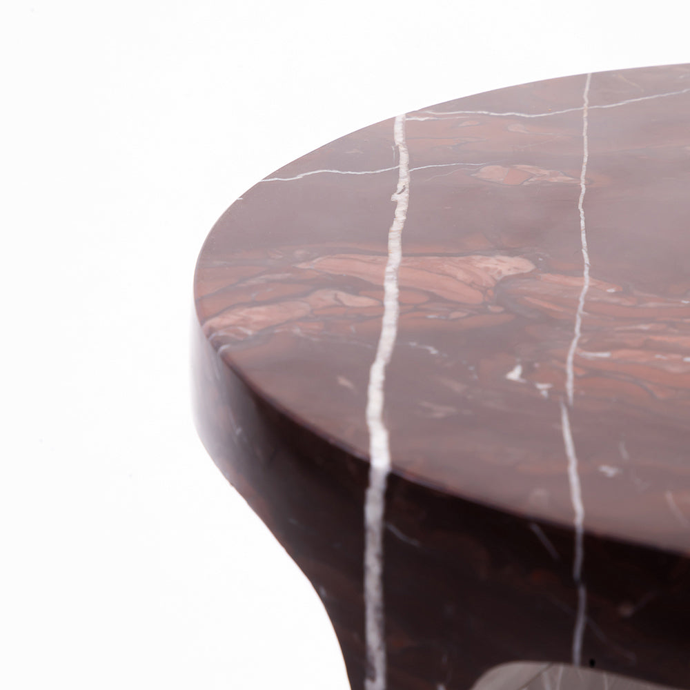 Russi Red Jasper Marble Accent Table