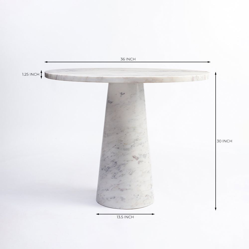 Merlin White Marble 4 Seater Round Dining Table