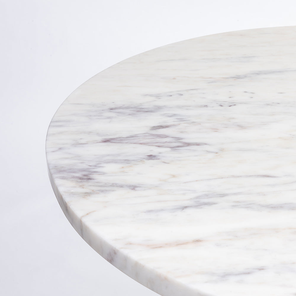 Merlin White Marble 4 Seater Round Dining Table