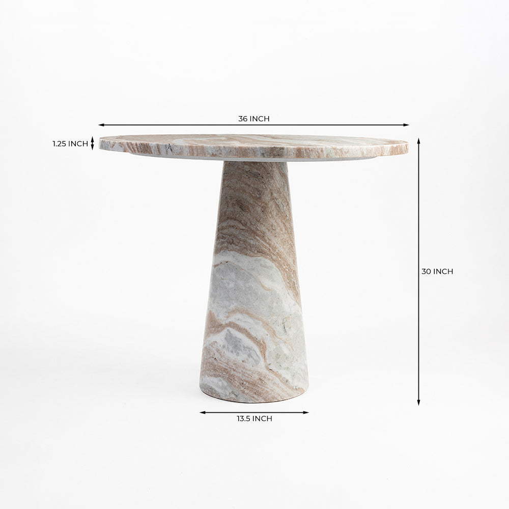 Merlin Sawar Marble 4 Seater Round Dining Table - Beige