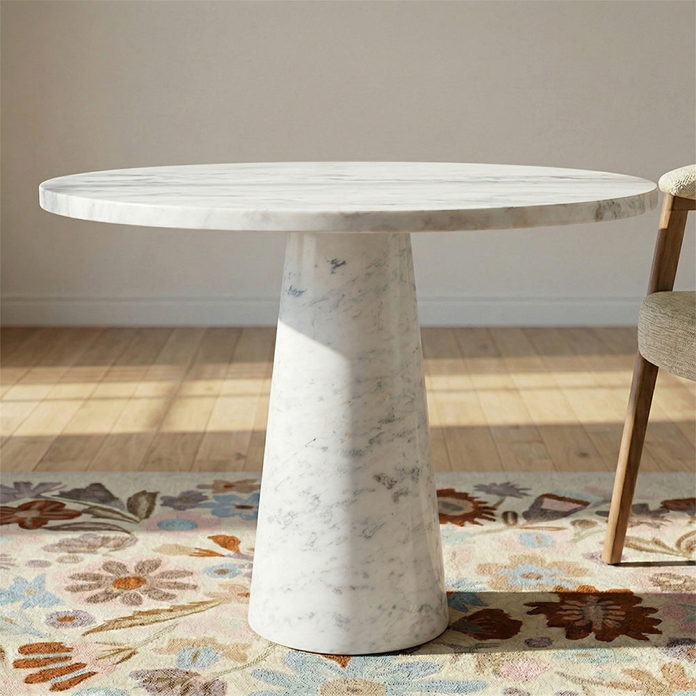 Merlin White Marble 4 Seater Round Dining Table