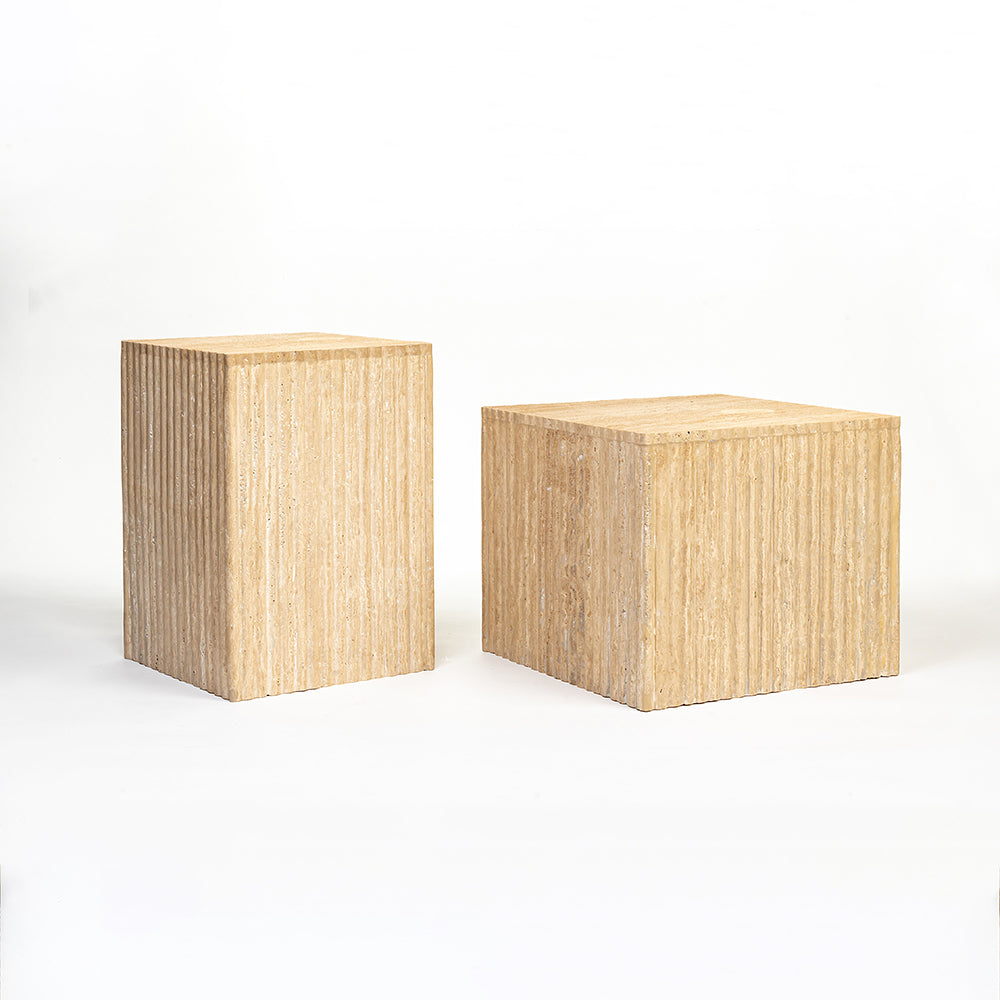 Malo Travertine Marble Square Coffee Table Set of 2