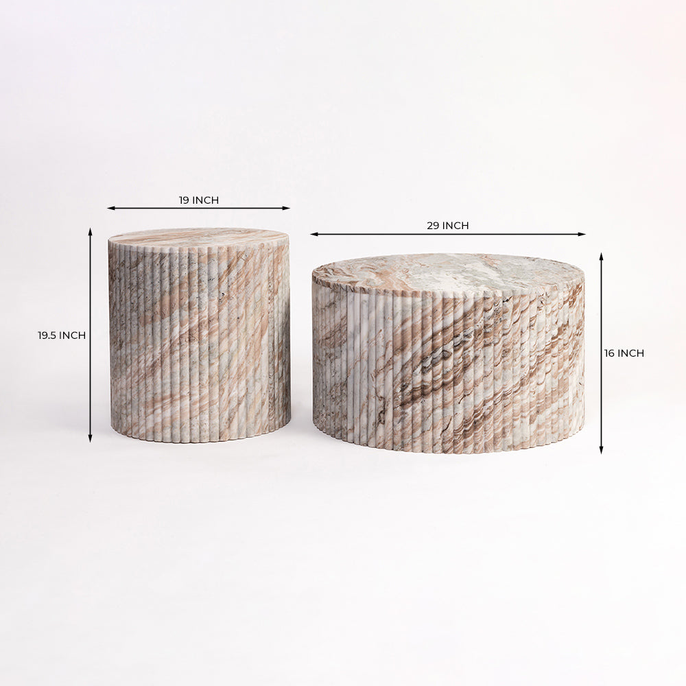 Fruta Marble Round Coffee Table Set of 2