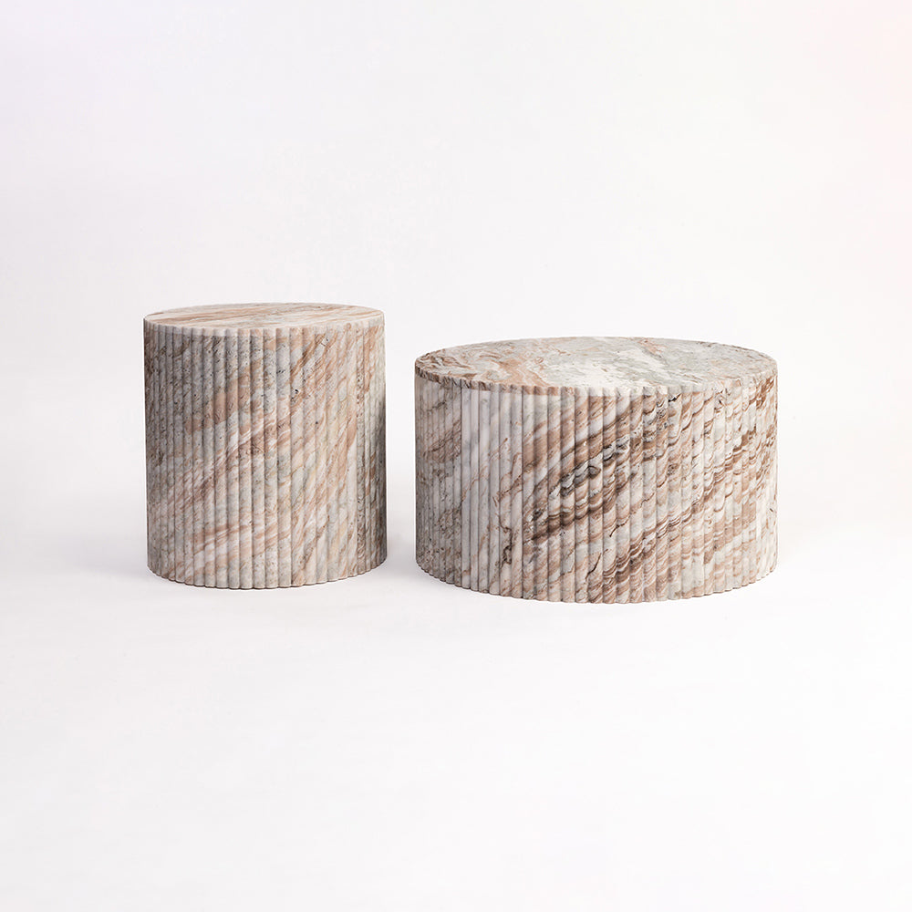 Fruta Marble Round Coffee Table Set of 2