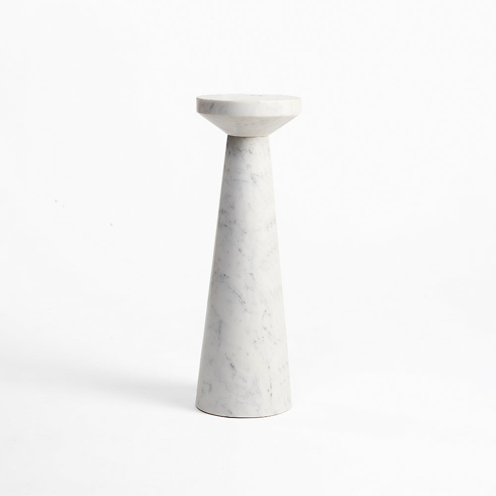 Vance Circular White Marble Accent Table