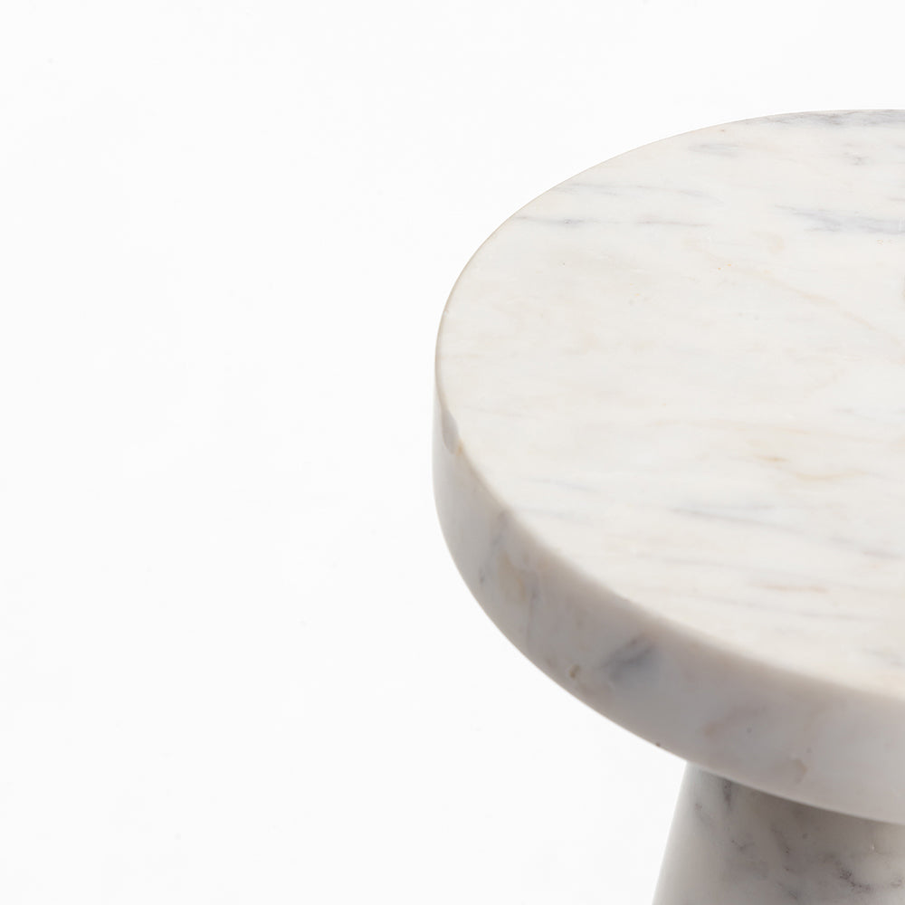 Vance Circular White Marble Accent Table