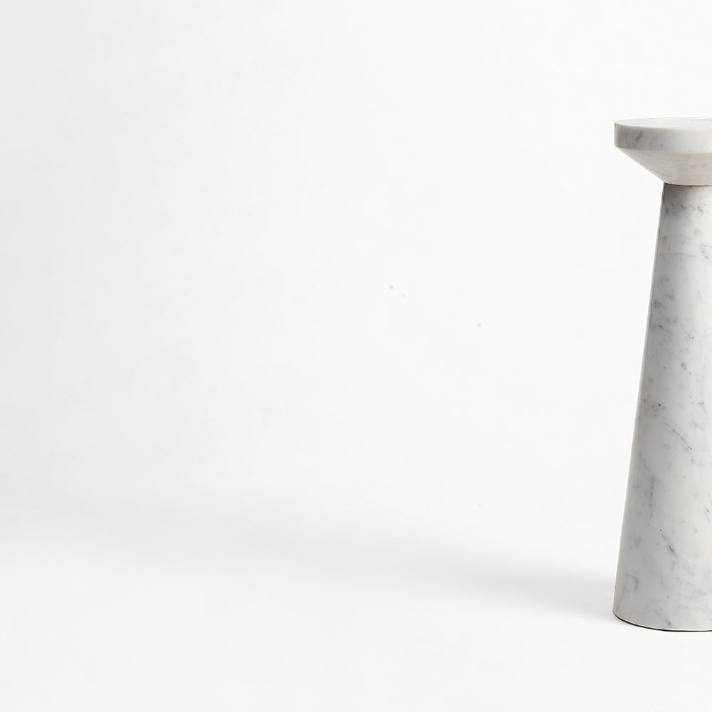 Vance Circular White Marble Accent Table