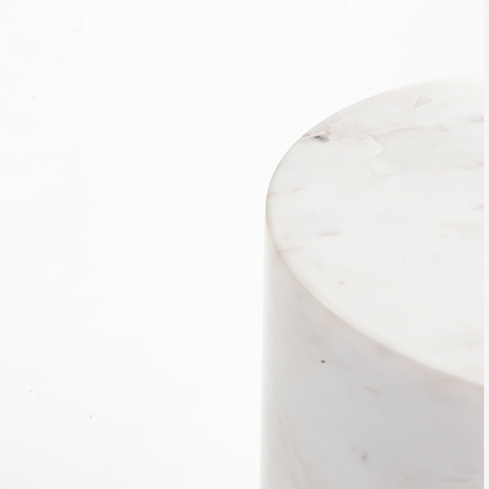 Kaash Circular Accent Table - White Marble