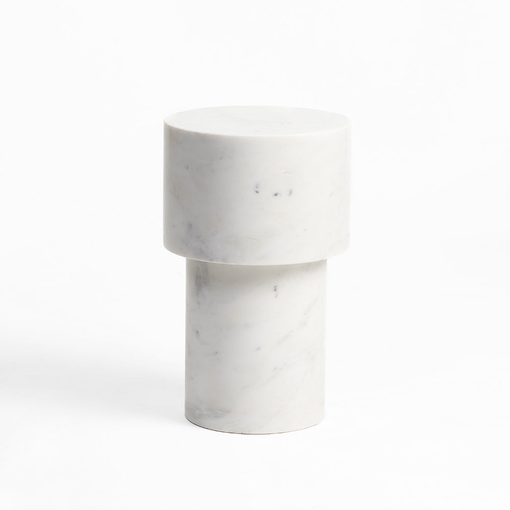 Kaash Circular Accent Table - White Marble