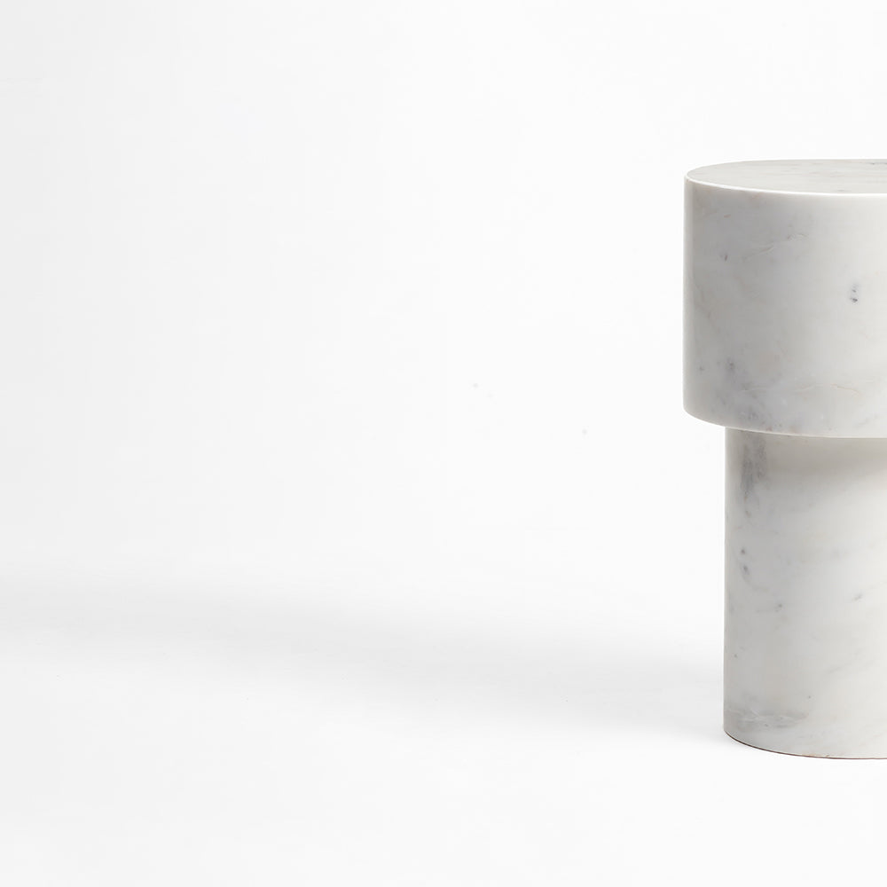 Kaash Circular Accent Table - White Marble