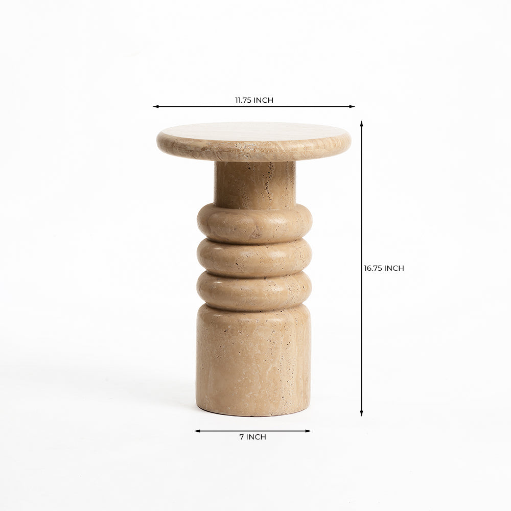 Saba Circular Travertine Accent Table