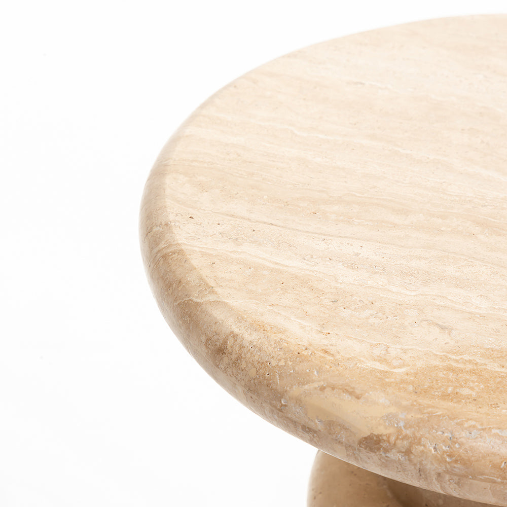 Saba Circular Travertine Accent Table