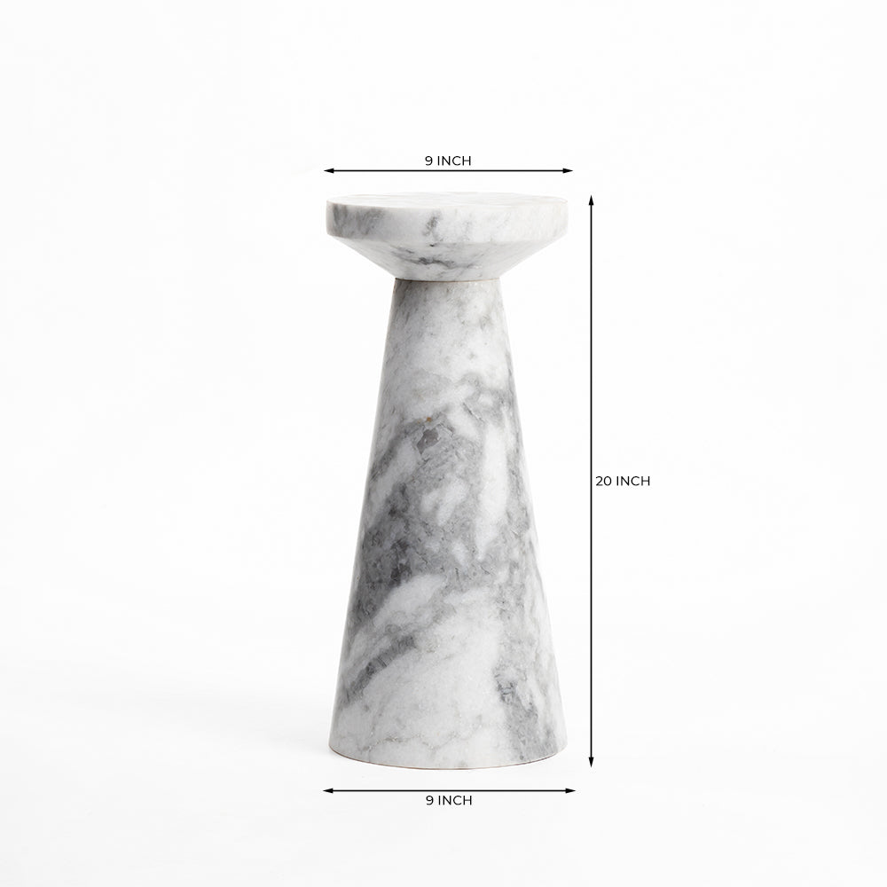 Snoh Circular White Marble Accent Table