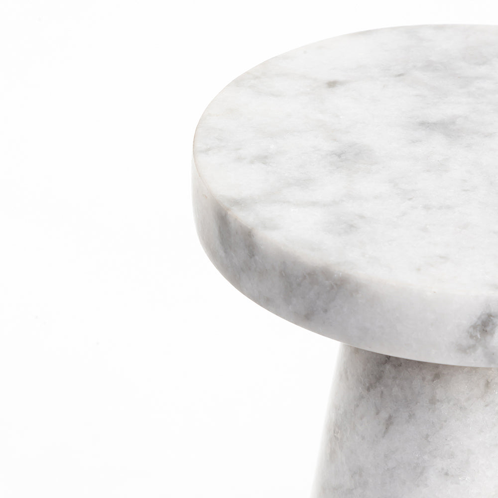Snoh Circular White Marble Accent Table